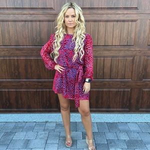 Red/Purple Cheeta Print Dress Size M